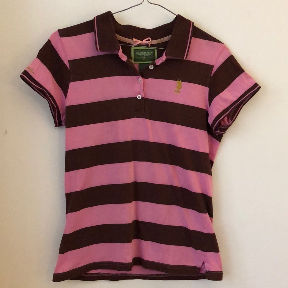 U.S. Polo Assn. Pink Brown Polo Shirt